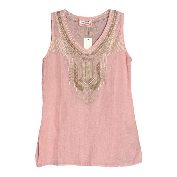 Paparazzi Pink Boho Embroidered Lightweight Tank Top Size M NWT - Picture 1 of 8